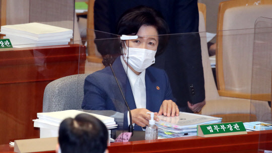추미애 법무부 장관이 11일 오전 국회 예산결산특별위원회 전체회의에 참석하고 있다. [연합뉴스]